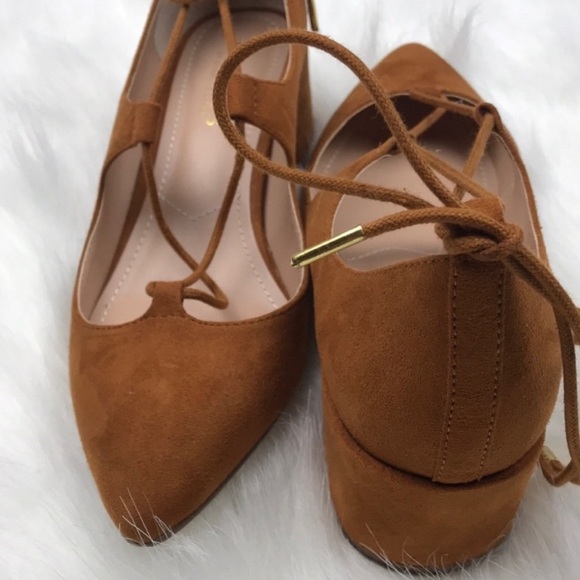 Charles David Lace Up Heels Suede Sz 10 - Picture 5 of 6